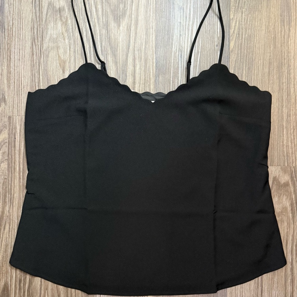 J. Crew Women’s Scalloped Neck Cami - Black